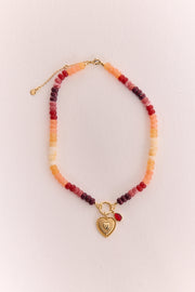 Esme Beaded Heart Necklace - Sunset Glow