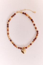 Florence Beaded Heart Necklace - Chocolate Ripple