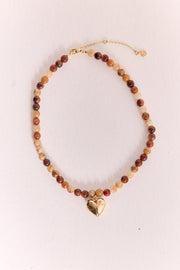 Florence Beaded Heart Necklace - Chocolate Ripple