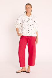 Lola Cropped Barrel Jean - Poppy