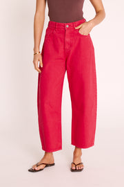 Lola Cropped Barrel Jean - Poppy