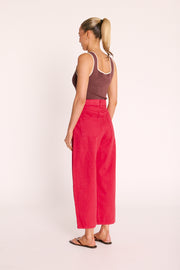 Lola Cropped Barrel Jean - Poppy