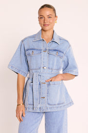 PRE-ORDER Tate Short Sleeve Denim Jacket - Summer Blue