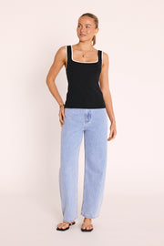Millie Contrast Tank - Black White