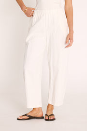 Eleanor Barrel Pant - White