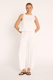Eleanor Barrel Pant - White