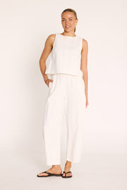 Eleanor Barrel Pant - White