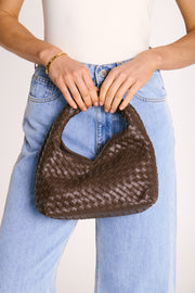 Solene Woven Handle Bag - Chocolate