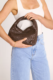 Solene Woven Handle Bag - Chocolate
