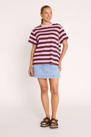 Carter Bold Tee - Violet Plum Stripe