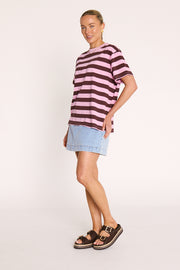 Carter Bold Tee - Violet Plum Stripe