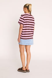 Carter Bold Tee - Violet Plum Stripe
