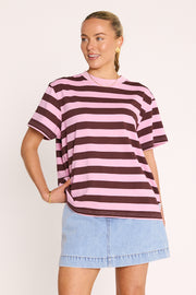 Carter Bold Tee - Violet Plum Stripe