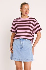 Carter Bold Tee - Violet Plum Stripe