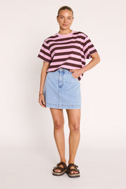 Carter Bold Tee - Violet Plum Stripe