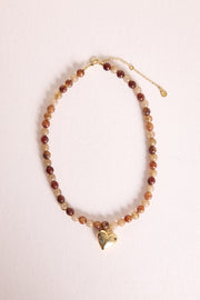 Florence Beaded Heart Necklace - Chocolate Ripple