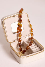 Anya Beaded Heart Necklace - Maple Swirl