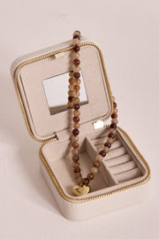 Florence Beaded Heart Necklace - Chocolate Ripple