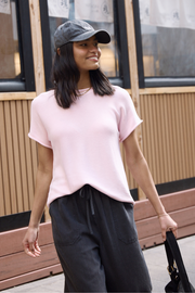 Faye Knitted Tee - Powder Pink