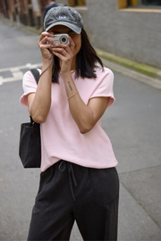 Faye Knitted Tee - Powder Pink
