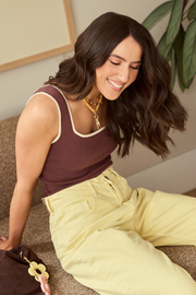 Millie Contrast Tank - Chocolate Cream