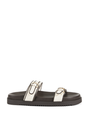 Anneliese Slide - Cream Linen Choc