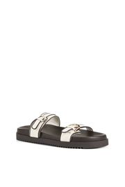 Anneliese Slide - Cream Linen Choc