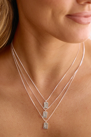 Initial Tag Charm Necklace - Silver