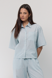 Georgia Shirt - Airy Blue Pinstripe