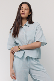 Georgia Shirt - Airy Blue Pinstripe