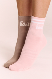 Ankle Sock Twin Pack - Blush & Latte