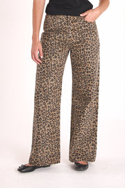 Cassie Wide Leg Jean - Dark Leopard
