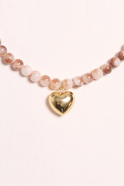 Florence Beaded Heart Necklace - Chocolate Ripple