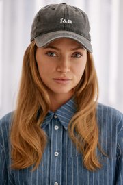 Gigi Washed Denim Cap - Black