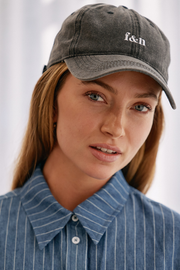 Gigi Washed Denim Cap - Black