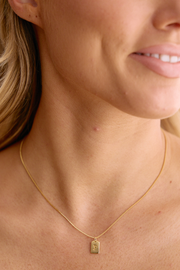 Initial Tag Charm Necklace - Gold