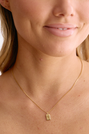 Initial Tag Charm Necklace - Gold