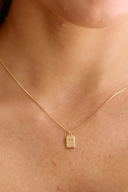 Initial Tag Charm Necklace - Gold