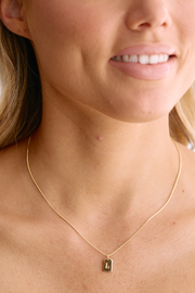 Initial Tag Charm Necklace - Gold