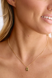 Initial Tag Charm Necklace - Gold
