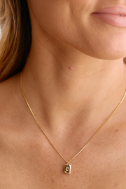 Initial Tag Charm Necklace - Gold