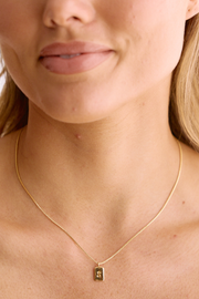 Initial Tag Charm Necklace - Gold