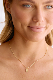 Initial Tag Charm Necklace - Gold