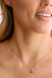 Initial Tag Charm Necklace - Gold