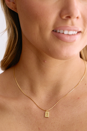 Initial Tag Charm Necklace - Gold