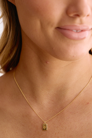 Initial Tag Charm Necklace - Gold