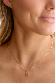 Initial Tag Charm Necklace - Gold