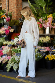 Cassie Wide Leg Jean - Cream