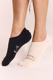 No-Show Sock Twin Pack - Cream & Black