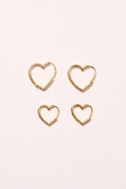 Rosie Heart Hoop Earrings 2 Pack - Gold
